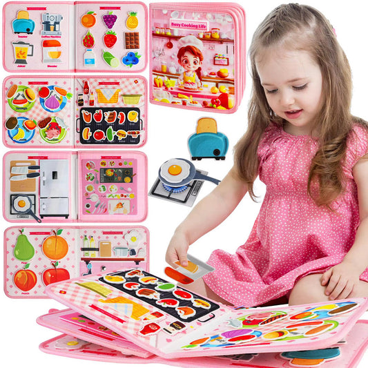 Ma cuisine| Livre d’activités sensoriel en feutrine | Éveil Montessori pour enfants